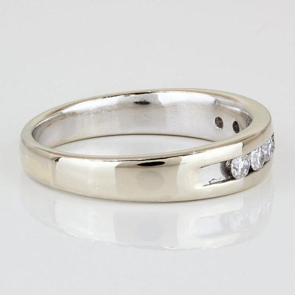 18K White Gold Diamond Wedding Band Anniversary Ring - Picture 4 of 8
